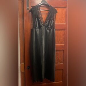 Elegant Black Lace Trim Nightgown / Slip dress